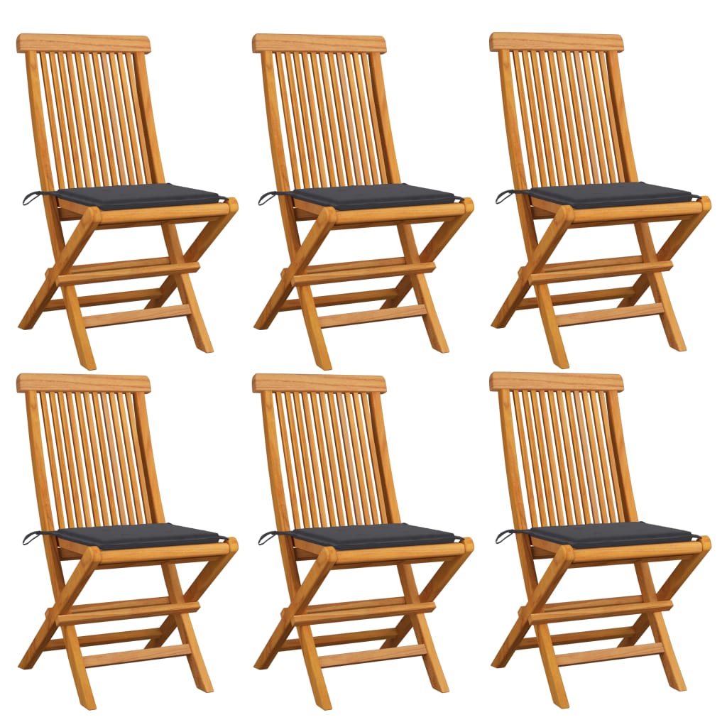 vidaXL Patio Chairs Outdoor Bistro Folding Chair with Cushions Solid Wood Teak-14