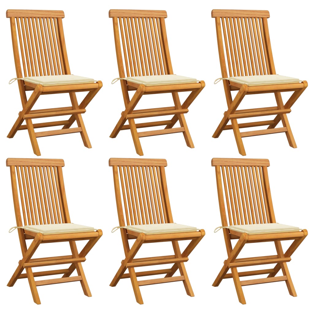 vidaXL Patio Chairs Outdoor Bistro Folding Chair with Cushions Solid Wood Teak-16