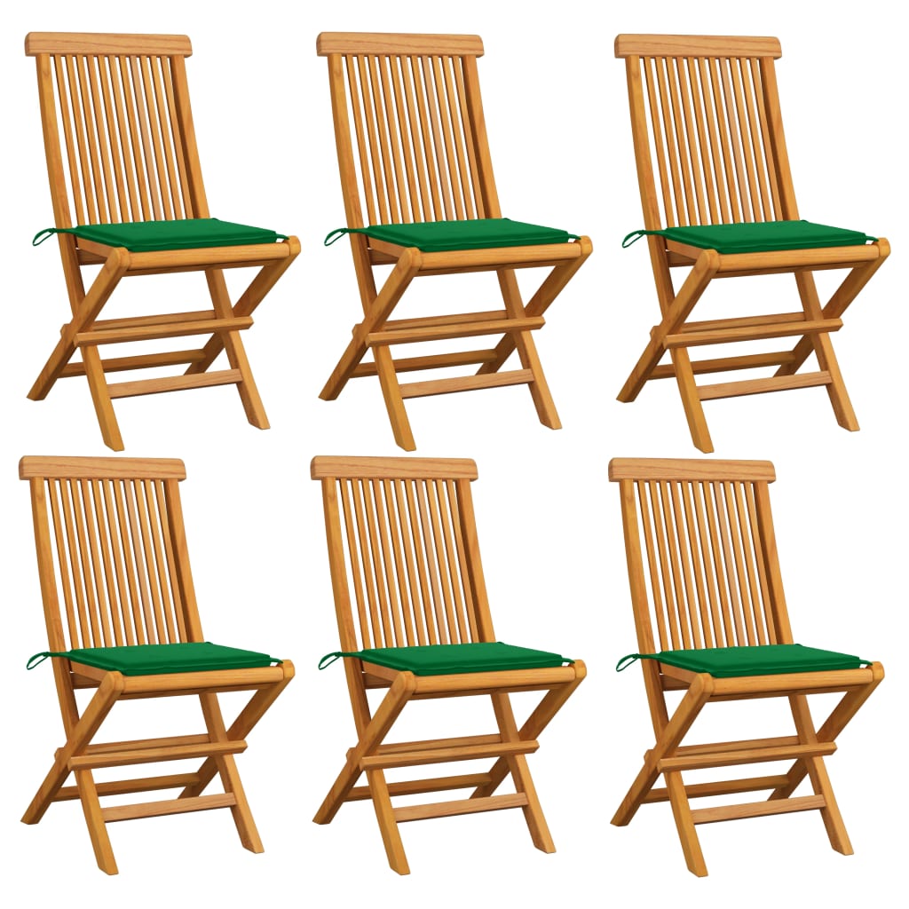 vidaXL Patio Chairs Outdoor Bistro Folding Chair with Cushions Solid Wood Teak-0