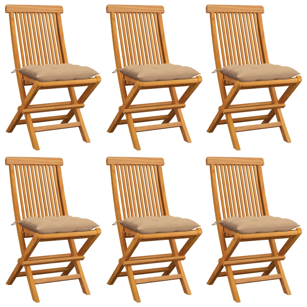 vidaXL Patio Chairs Outdoor Bistro Folding Chair with Cushions Solid Wood Teak-21