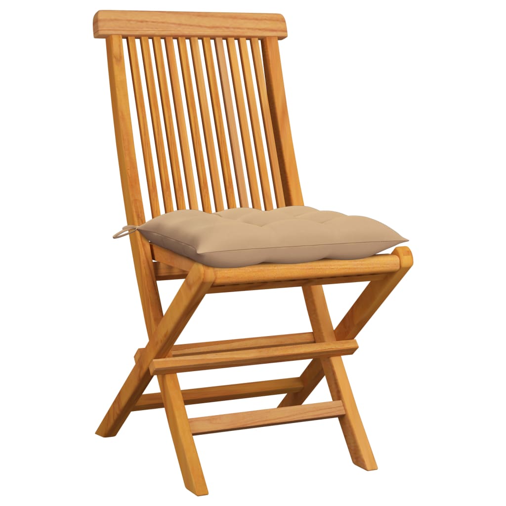 vidaXL Patio Chairs Outdoor Bistro Folding Chair with Cushions Solid Wood Teak-32