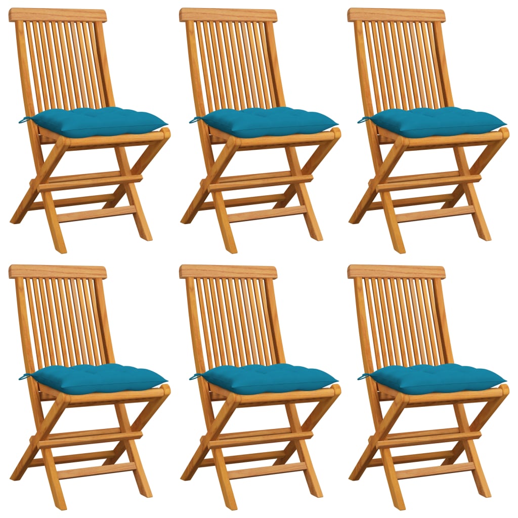 vidaXL Patio Chairs Outdoor Bistro Folding Chair with Cushions Solid Wood Teak-43