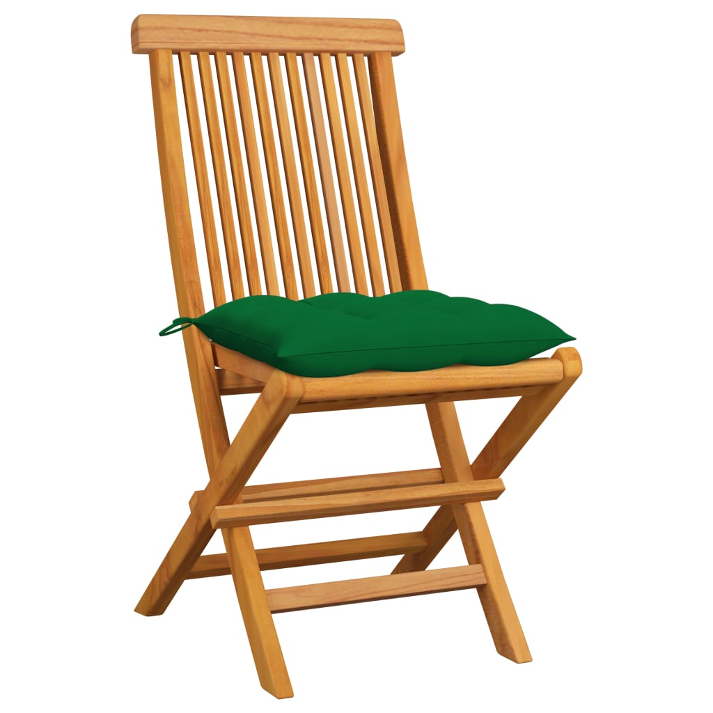 vidaXL Patio Chairs Outdoor Bistro Folding Chair with Cushions Solid Wood Teak-42