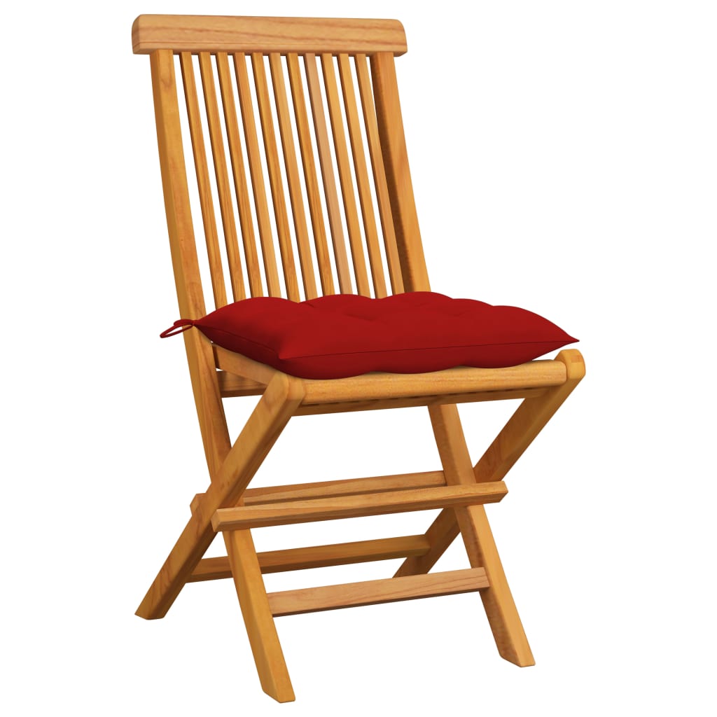 vidaXL Patio Chairs Outdoor Bistro Folding Chair with Cushions Solid Wood Teak-75