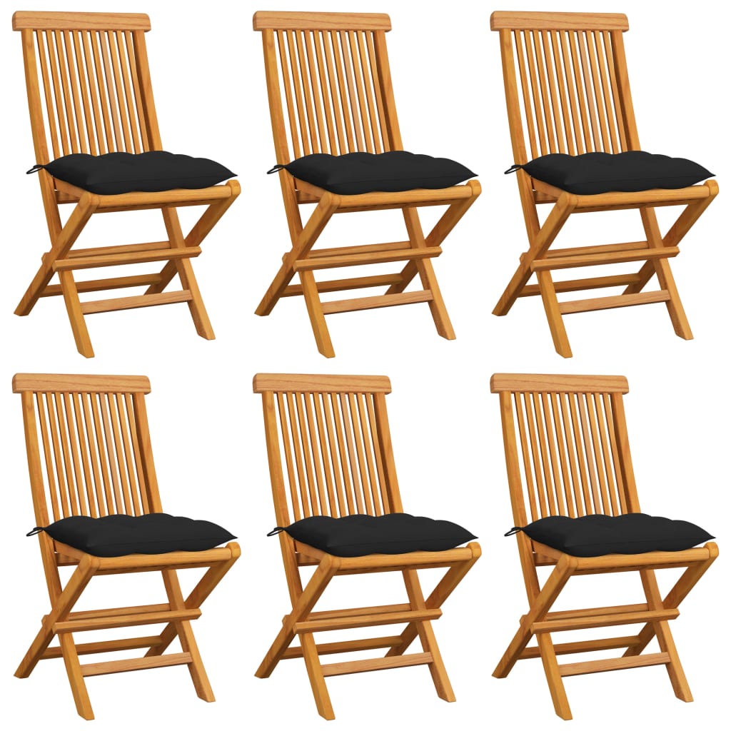 vidaXL Patio Chairs Outdoor Bistro Folding Chair with Cushions Solid Wood Teak-97