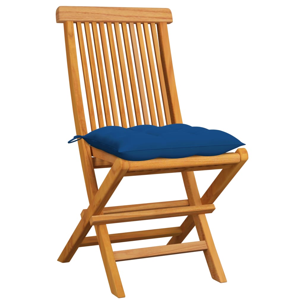 vidaXL Patio Chairs Outdoor Bistro Folding Chair with Cushions Solid Wood Teak-98