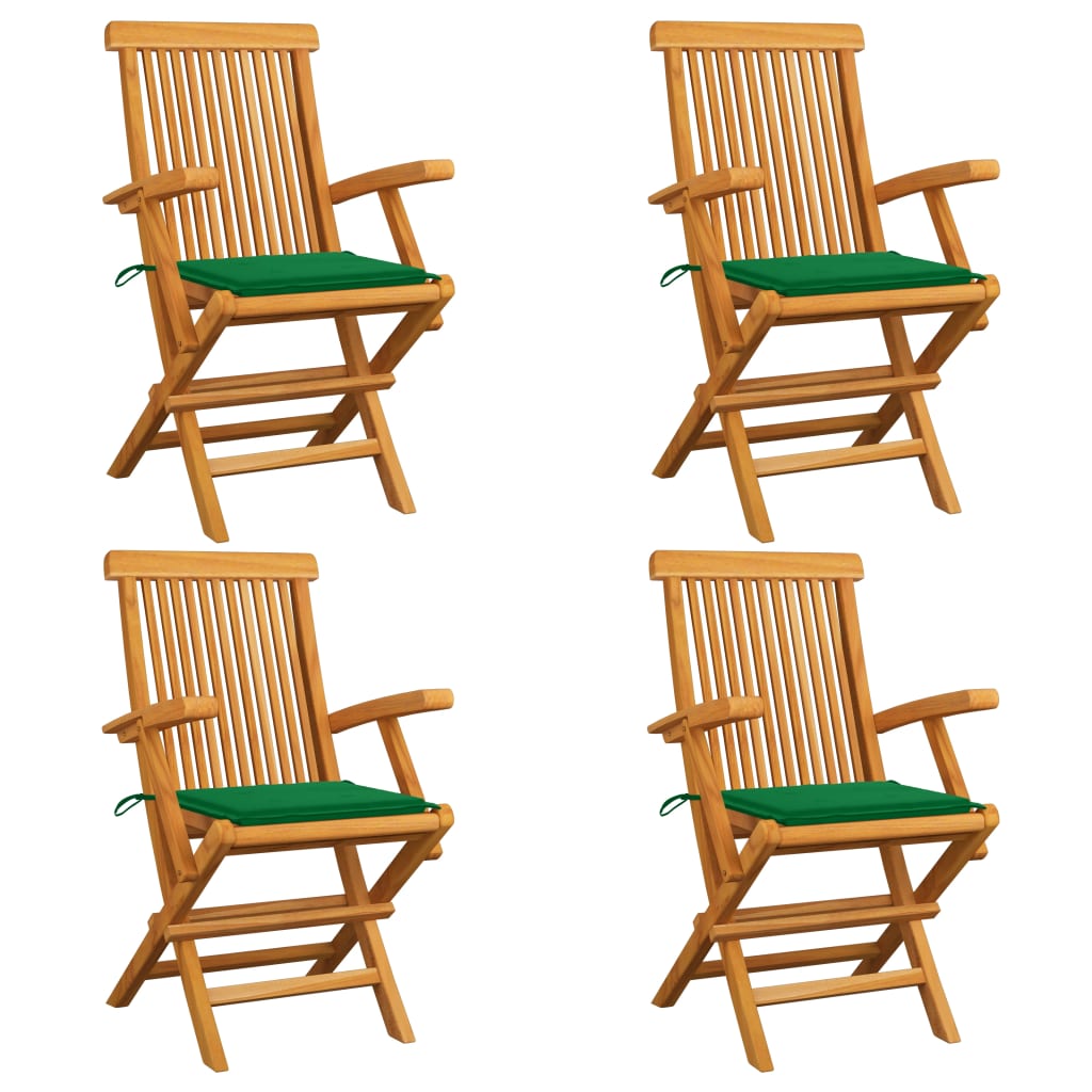 vidaXL Patio Chairs Outdoor Bistro Folding Chair with Cushions Solid Wood Teak-6