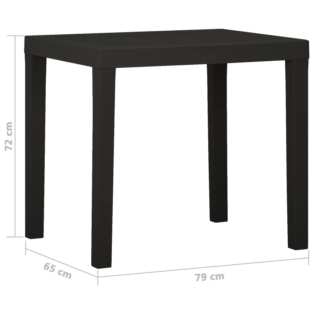 vidaXL Patio Table Anthracite 31.1"x25.6"x28.3" Plastic-4