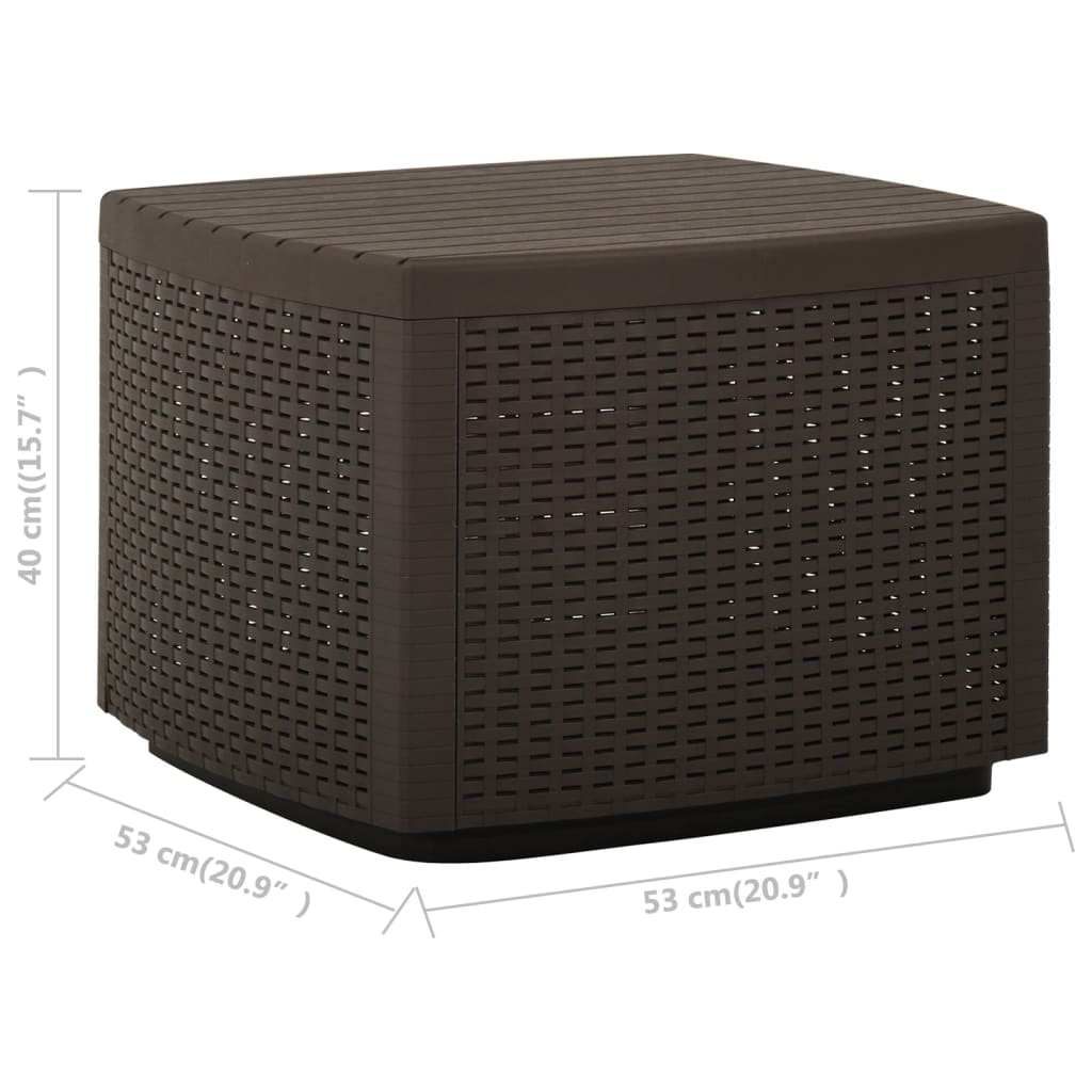 vidaXL Patio Table Mocha 20.9"x20.9"x15.7" Plastic-7