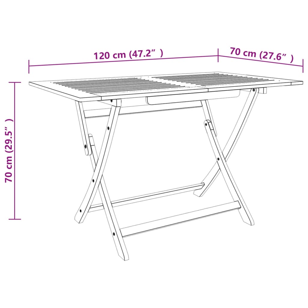 vidaXL Outdoor Dining Table Folding Garden Patio Table Solid Eucalyptus Wood-28
