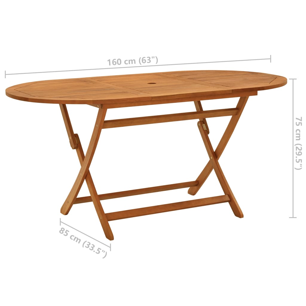 vidaXL Outdoor Dining Table Folding Garden Patio Table Solid Eucalyptus Wood-15