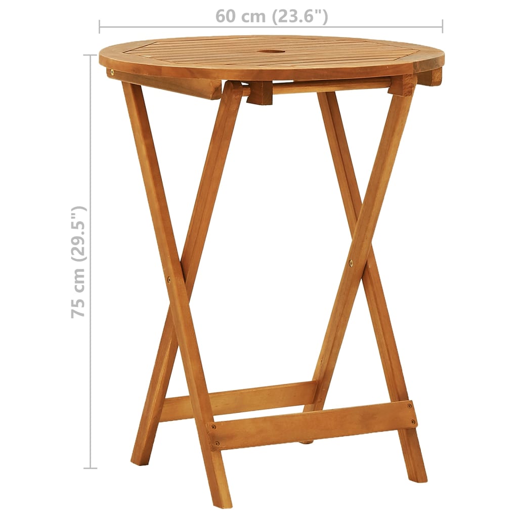 vidaXL Outdoor Dining Table Folding Garden Patio Table Solid Eucalyptus Wood-21