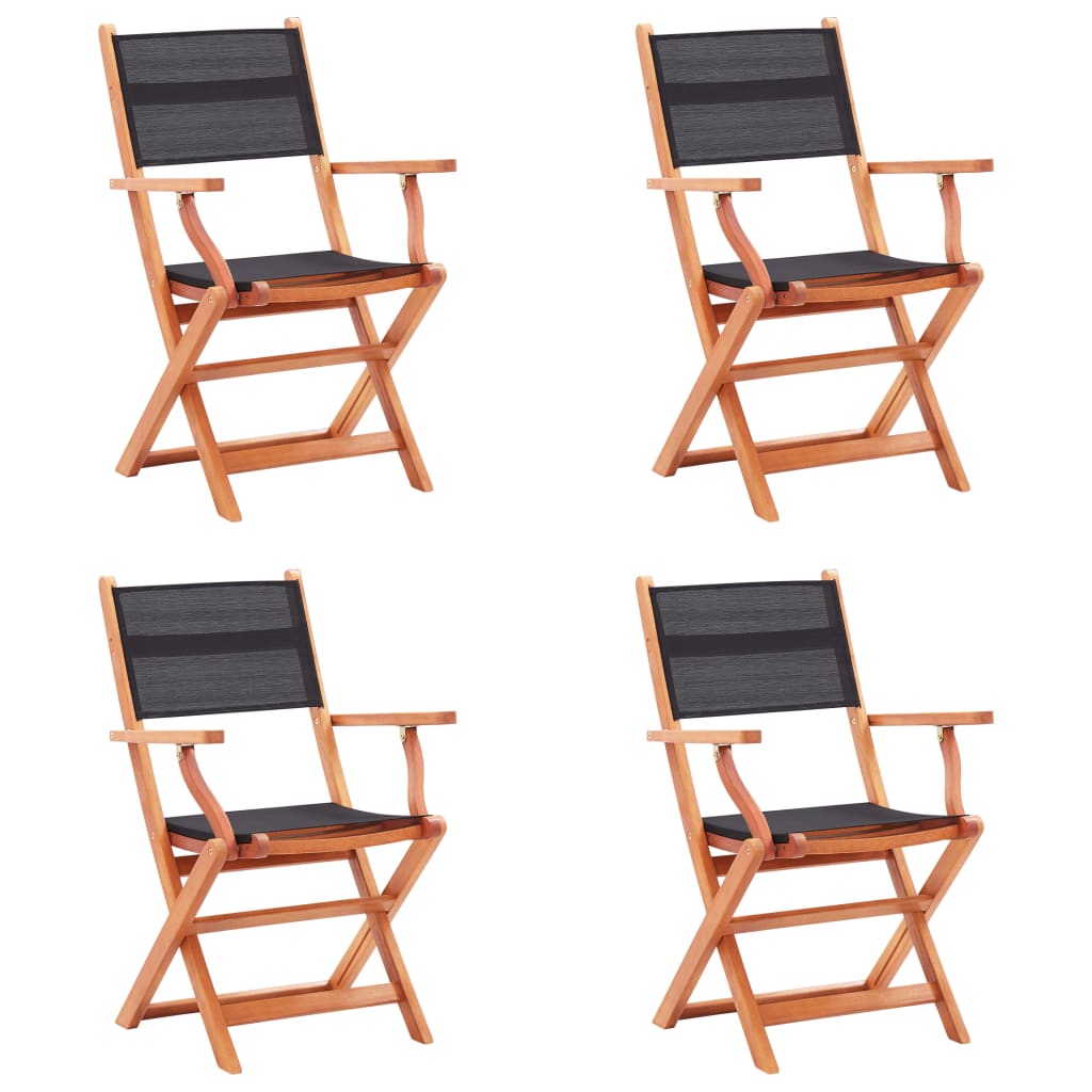 vidaXL Patio Folding Chairs Garden Chair Solid Wood Eucalyptus and Textilene-34