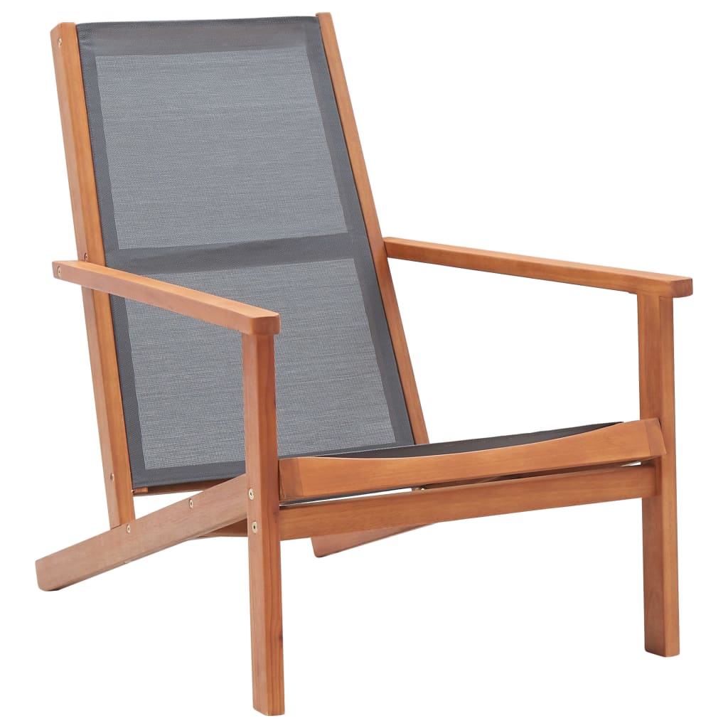 vidaXL Patio Lounge Chair Outdoor Chair Solid Wood Eucalyptus and Textilene-0