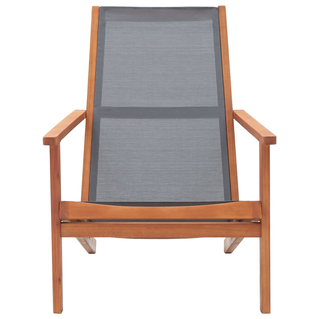 vidaXL Patio Lounge Chair Outdoor Chair Solid Wood Eucalyptus and Textilene-1