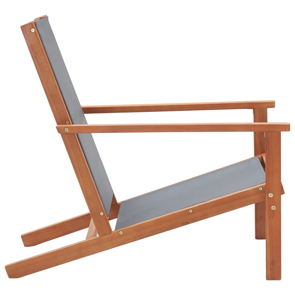 vidaXL Patio Lounge Chair Outdoor Chair Solid Wood Eucalyptus and Textilene-2