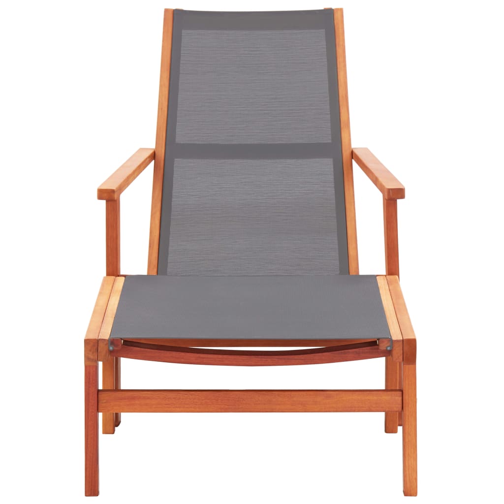 vidaXL Patio Chair Lounge Chair with Footrest Solid Wood Eucalyptus&Textilene-1