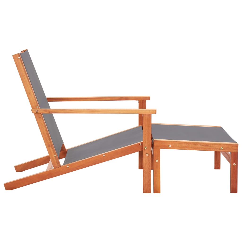 vidaXL Patio Chair Lounge Chair with Footrest Solid Wood Eucalyptus&Textilene-2