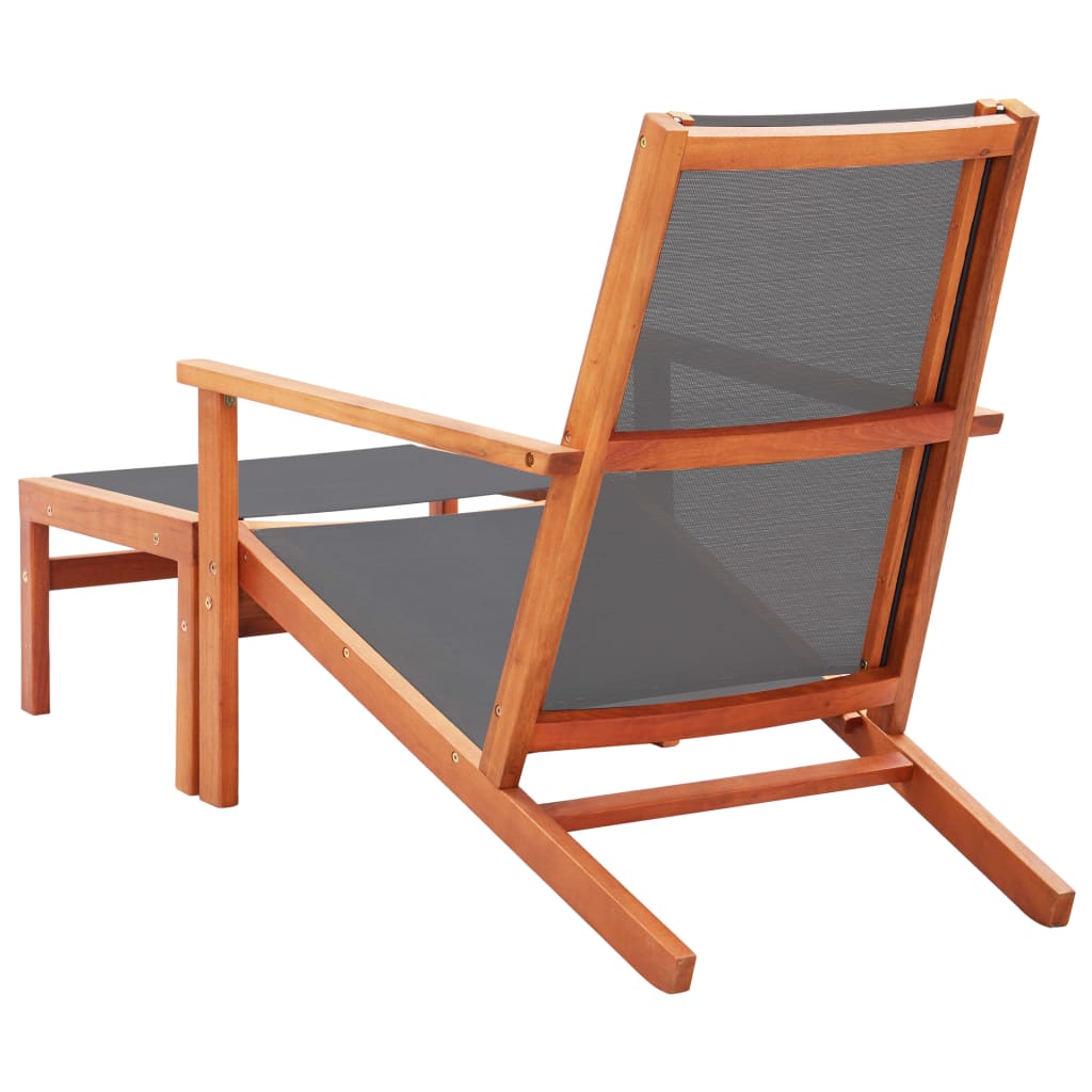 vidaXL Patio Chair Lounge Chair with Footrest Solid Wood Eucalyptus&Textilene-6