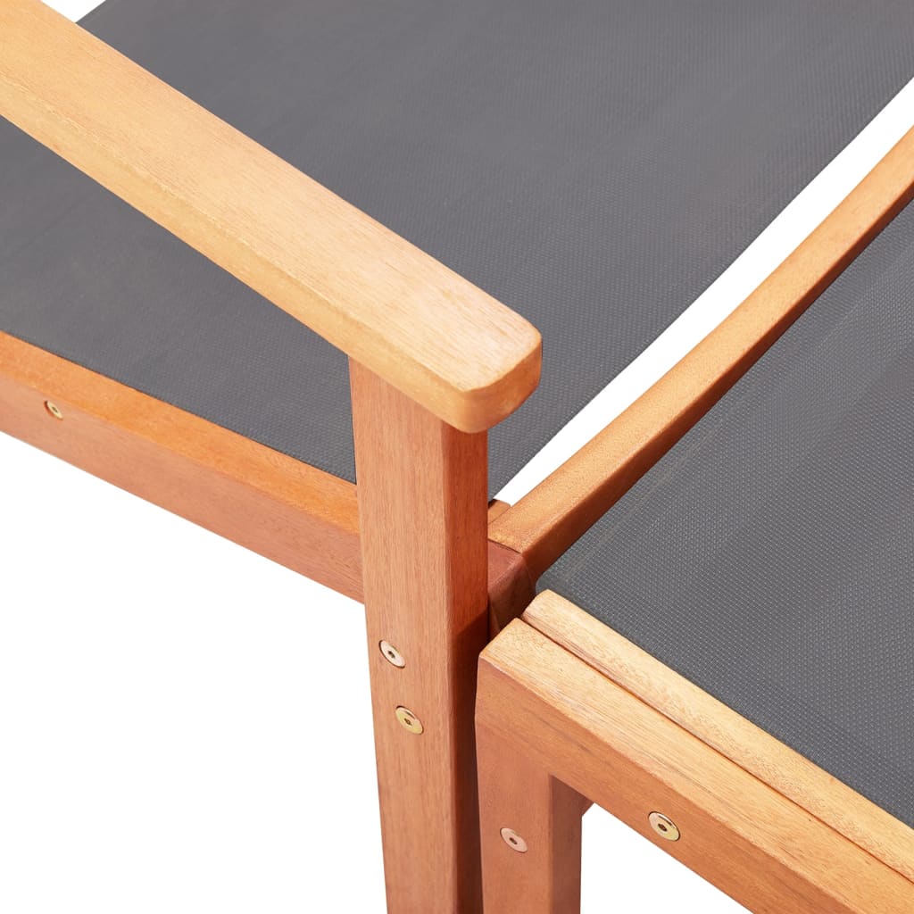 vidaXL Patio Chair Lounge Chair with Footrest Solid Wood Eucalyptus&Textilene-7