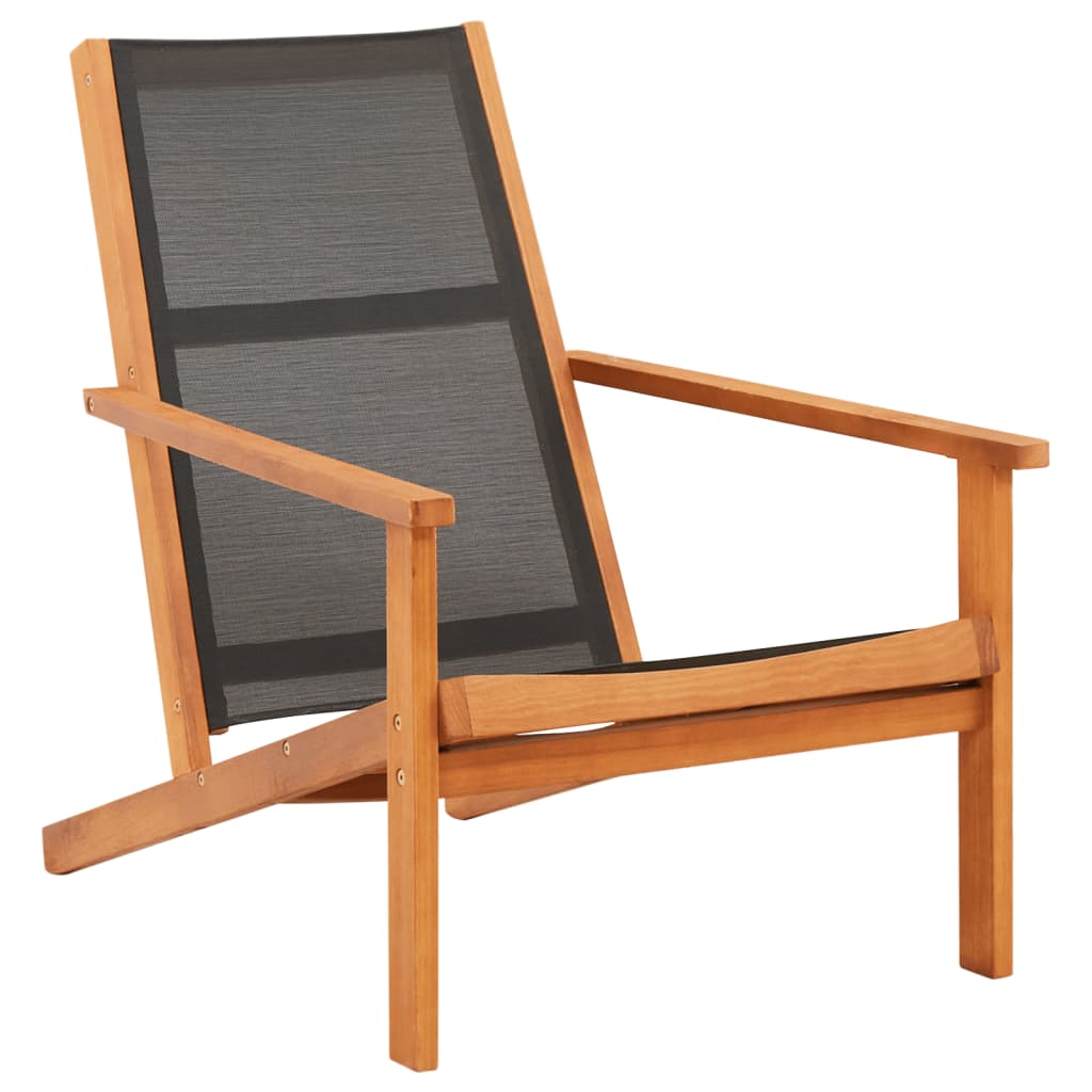 vidaXL Patio Lounge Chair Outdoor Chair Solid Wood Eucalyptus and Textilene-3