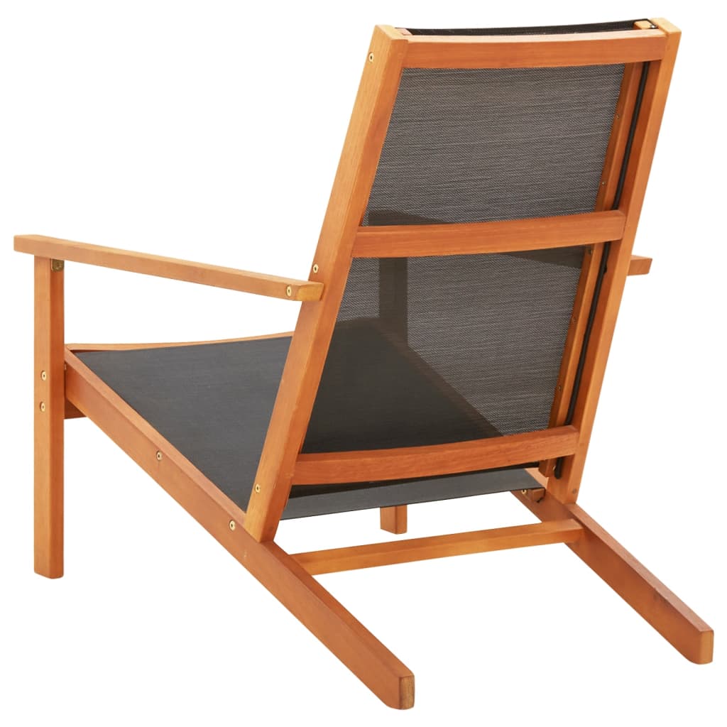 vidaXL Patio Lounge Chair Outdoor Chair Solid Wood Eucalyptus and Textilene-5
