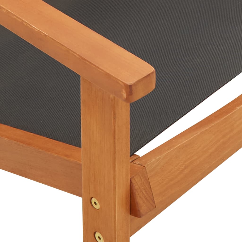vidaXL Patio Lounge Chair Outdoor Chair Solid Wood Eucalyptus and Textilene-11