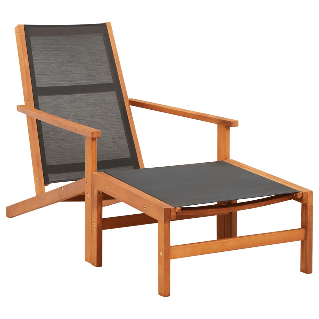 vidaXL Patio Chair Lounge Chair with Footrest Solid Wood Eucalyptus&Textilene-3