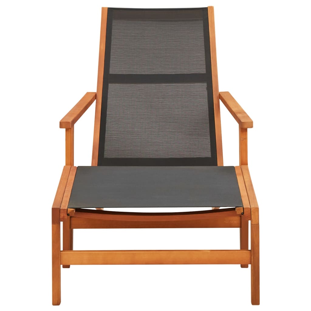 vidaXL Patio Chair Lounge Chair with Footrest Solid Wood Eucalyptus&Textilene-4