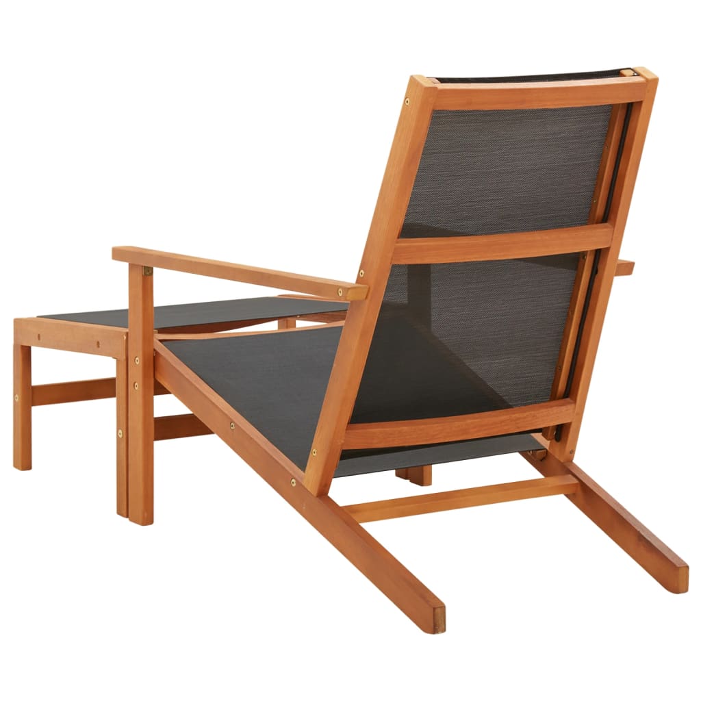 vidaXL Patio Chair Lounge Chair with Footrest Solid Wood Eucalyptus&Textilene-5