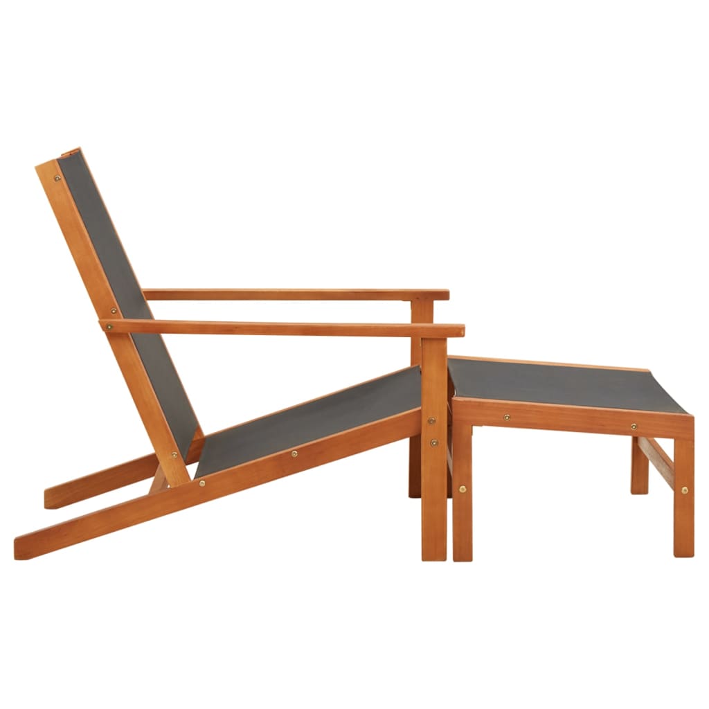 vidaXL Patio Chair Lounge Chair with Footrest Solid Wood Eucalyptus&Textilene-11