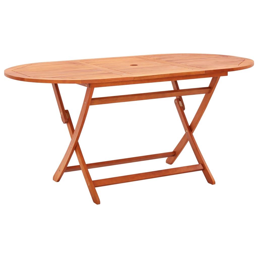 vidaXL Folding Patio Table 63"x33.5"x29.1" Solid Eucalyptus Wood-0
