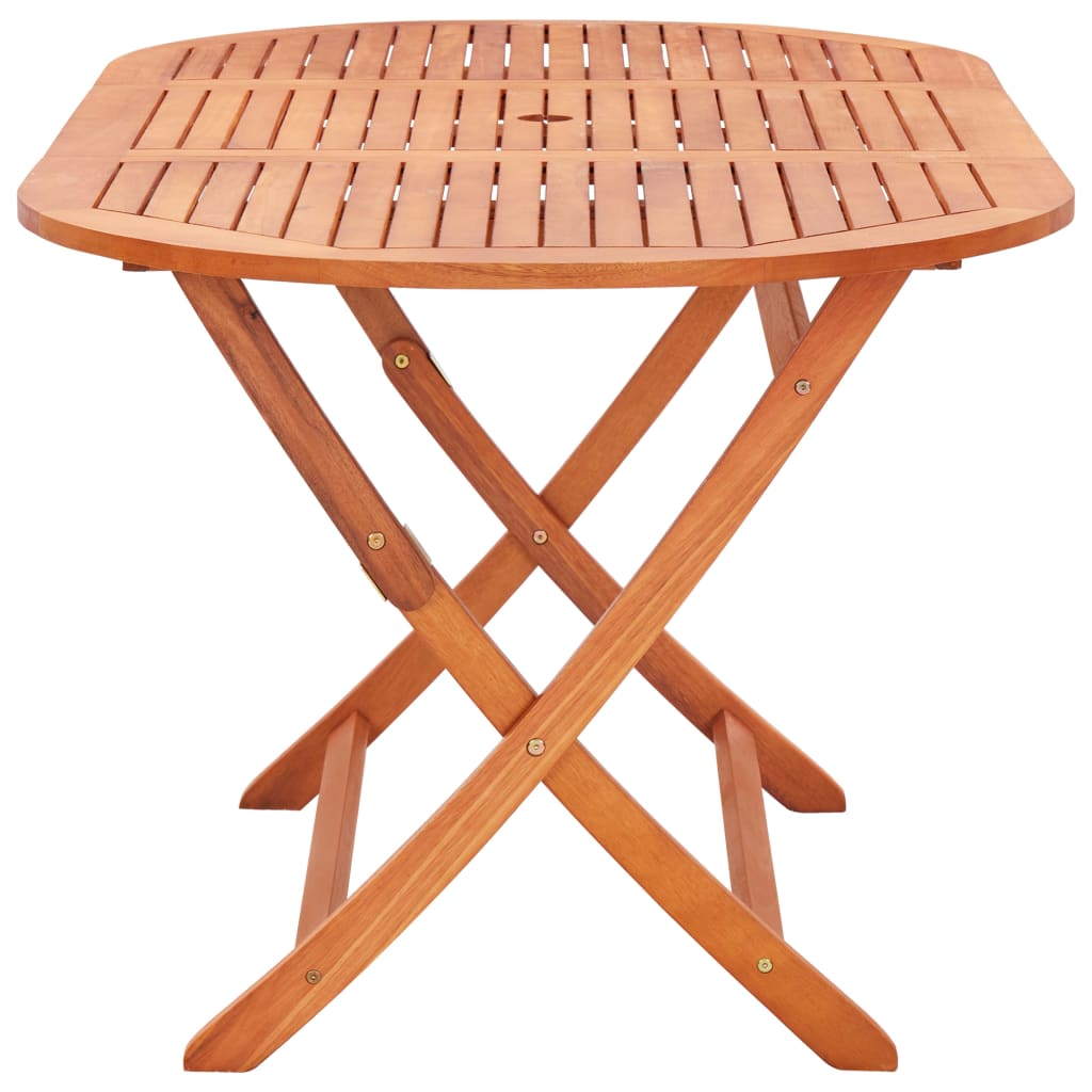 vidaXL Folding Patio Table 63"x33.5"x29.1" Solid Eucalyptus Wood-2