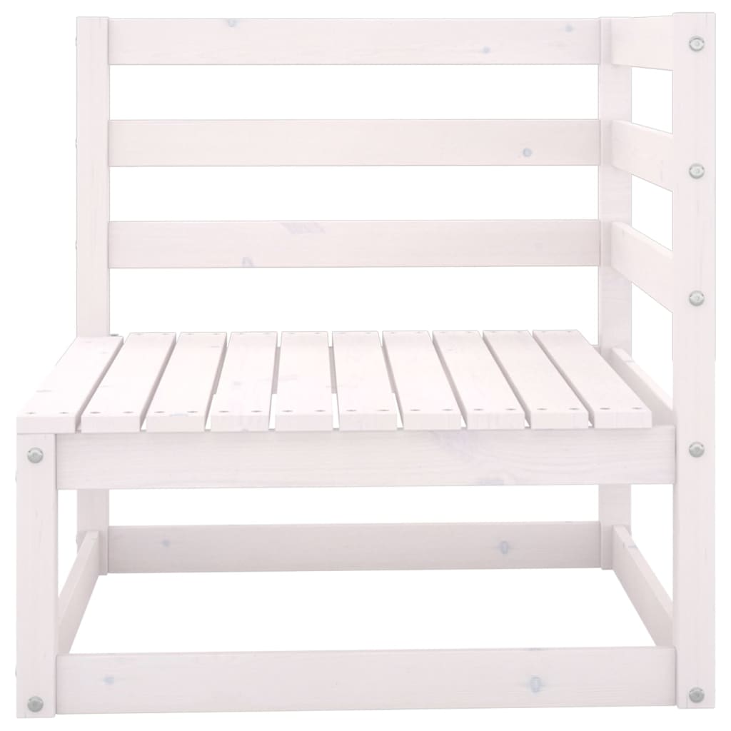 vidaXL Patio 2-Seater Sofa with Cushions White Solid Wood Pine-2