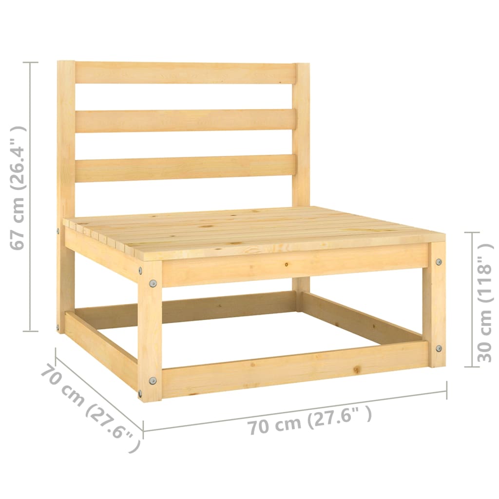 vidaXL 3 Piece Patio Lounge Set with Cushions Solid Wood Pine-0
