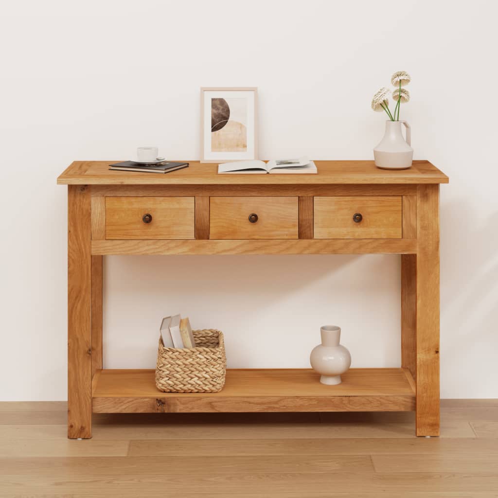 vidaXL Console Table 43.3"x13.7"x29.5" Solid Oak Wood-6