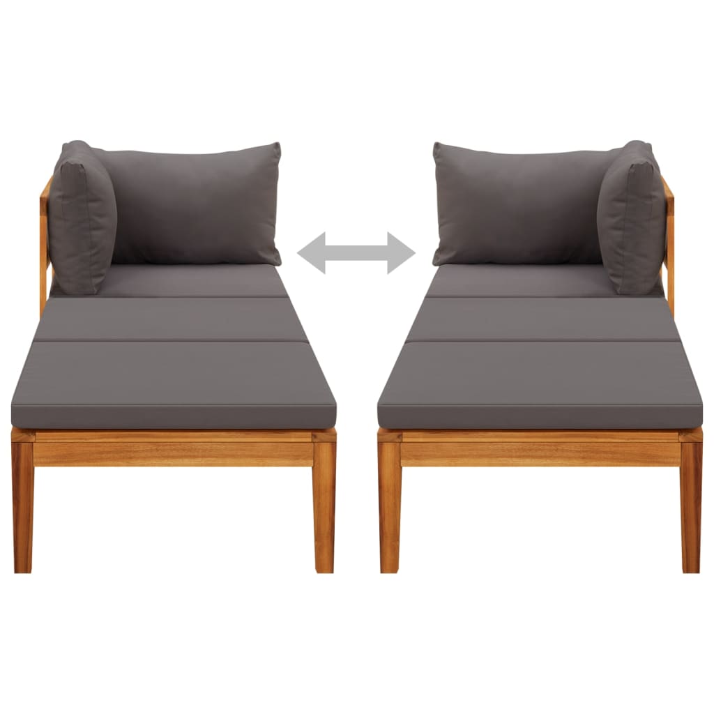 vidaXL Sun Lounger with 1 Armrest Dark Gray Solid Acacia Wood-1