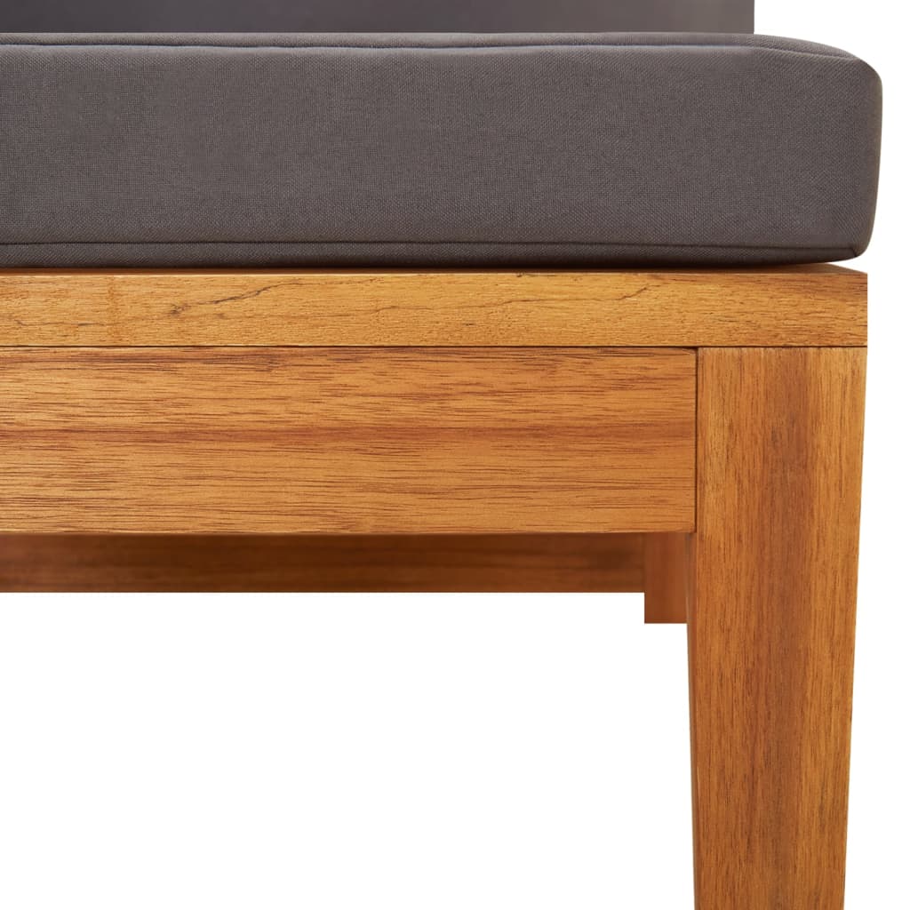 vidaXL Corner Sofa with Dark Gray Cushions Solid Acacia Wood-6