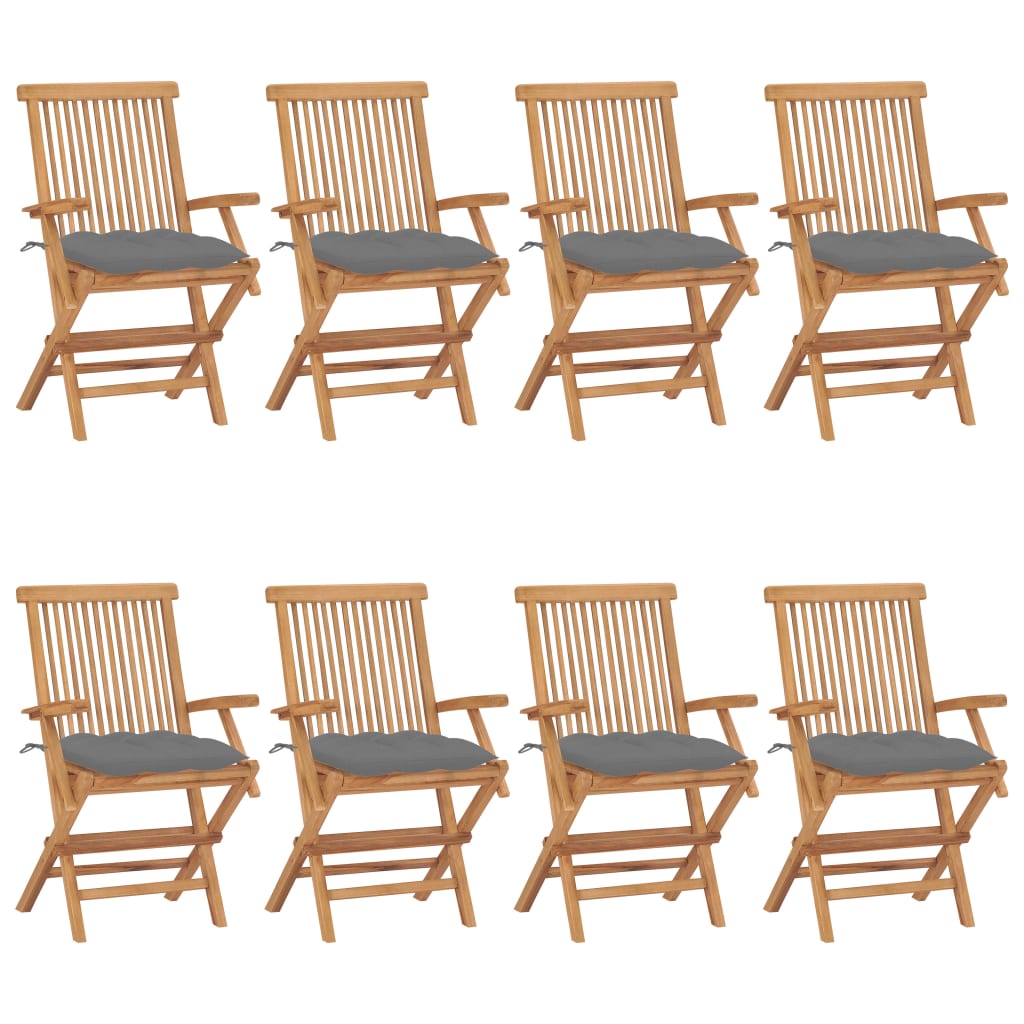 vidaXL Patio Chairs Outdoor Bistro Folding Chair with Cushions Solid Wood Teak-13