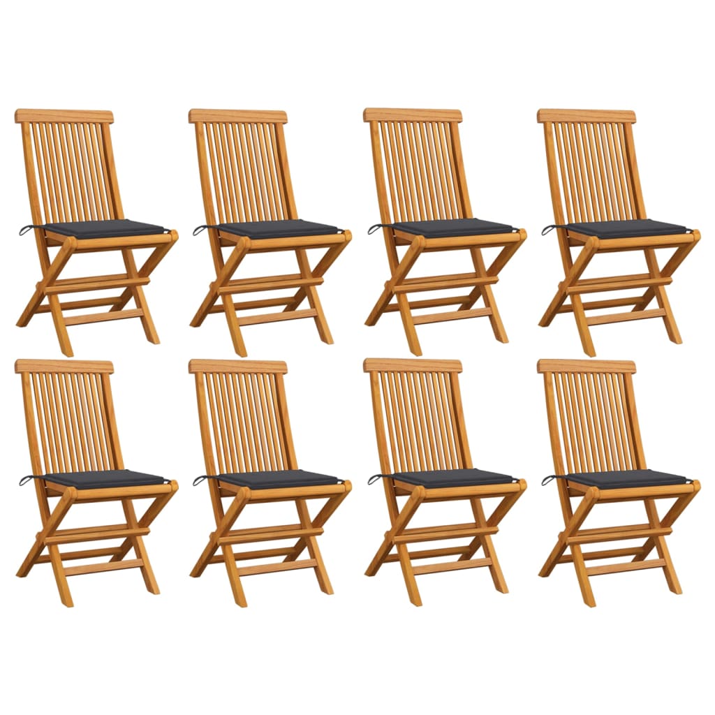 vidaXL Patio Chairs Outdoor Bistro Folding Chair with Cushions Solid Wood Teak-9