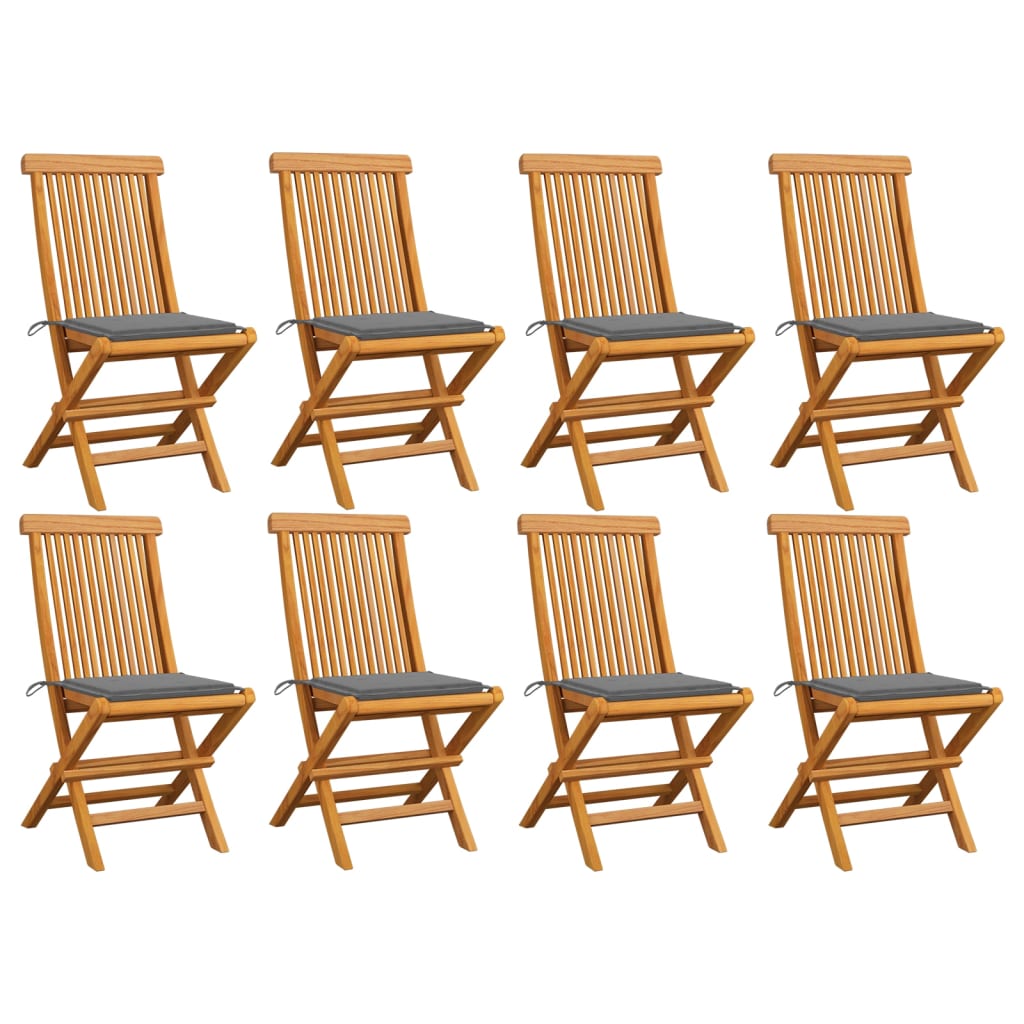 vidaXL Patio Chairs Outdoor Bistro Folding Chair with Cushions Solid Wood Teak-17