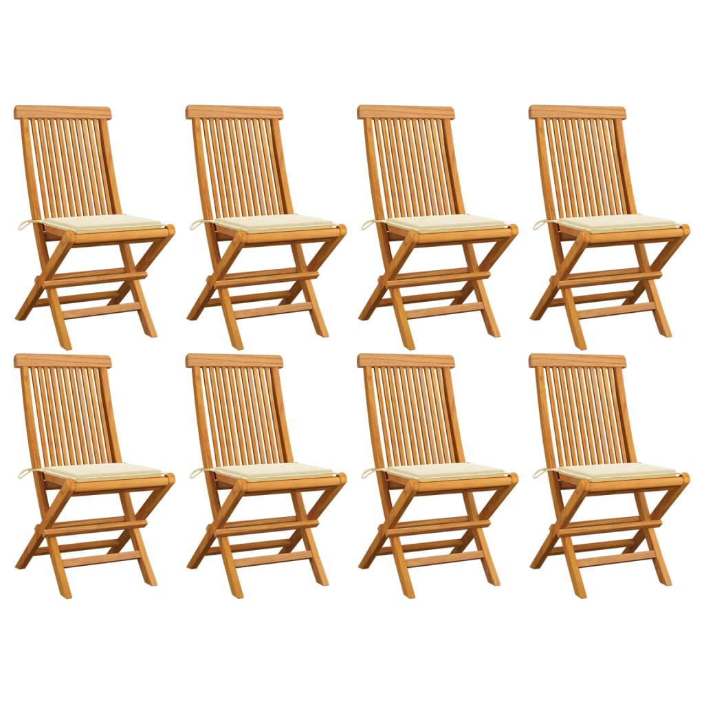 vidaXL Patio Chairs Outdoor Bistro Folding Chair with Cushions Solid Wood Teak-5