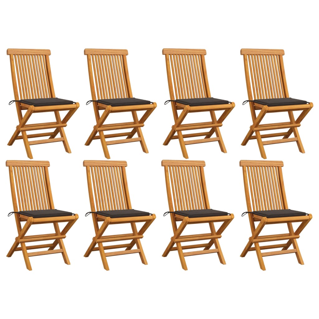 vidaXL Patio Chairs Outdoor Bistro Folding Chair with Cushions Solid Wood Teak-18