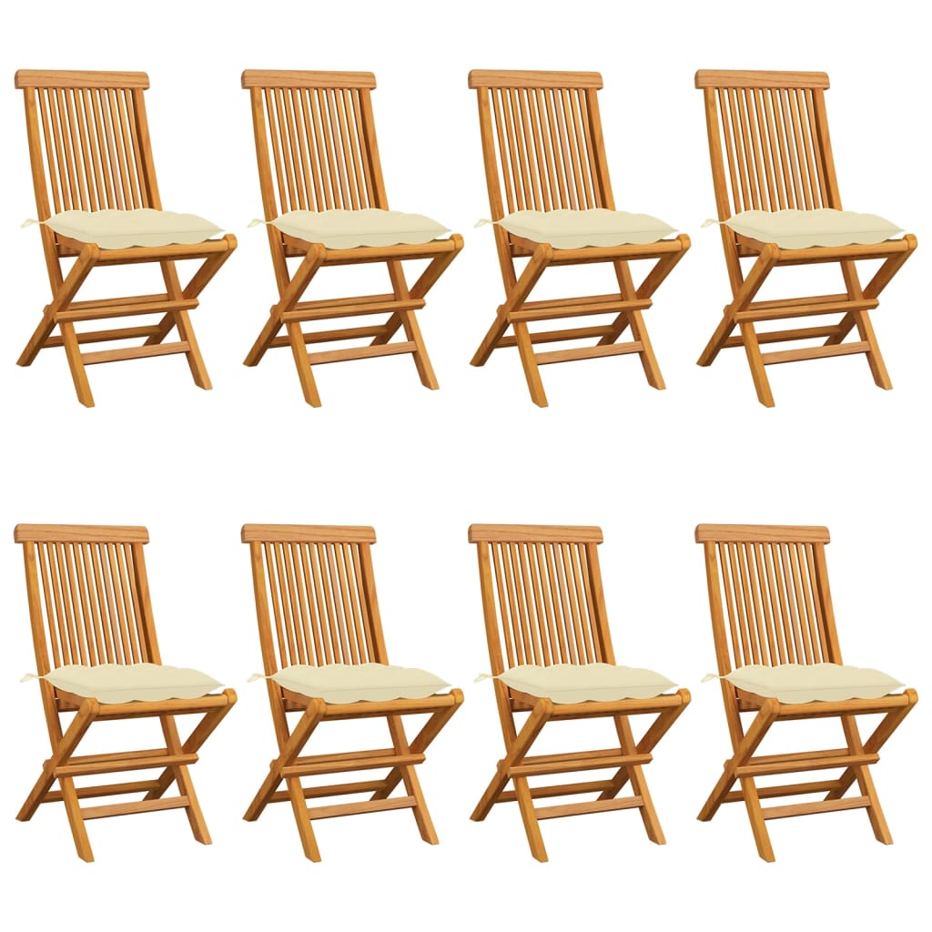 vidaXL Patio Chairs Outdoor Bistro Folding Chair with Cushions Solid Wood Teak-3