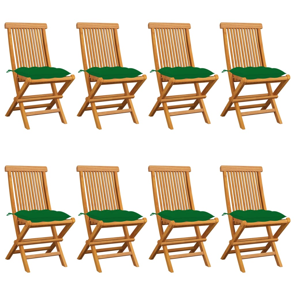 vidaXL Patio Chairs Outdoor Bistro Folding Chair with Cushions Solid Wood Teak-36