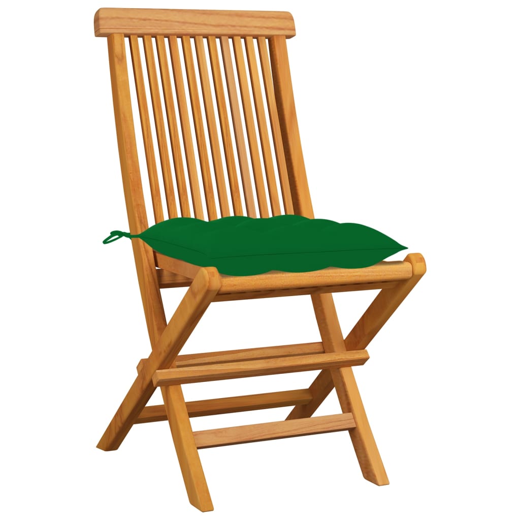vidaXL Patio Chairs Outdoor Bistro Folding Chair with Cushions Solid Wood Teak-58