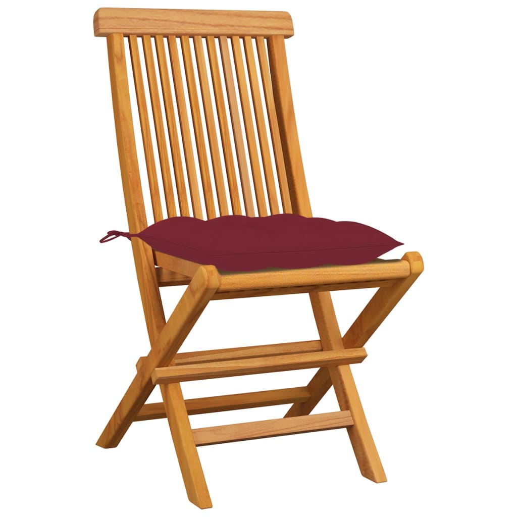 vidaXL Patio Chairs Outdoor Bistro Folding Chair with Cushions Solid Wood Teak-92