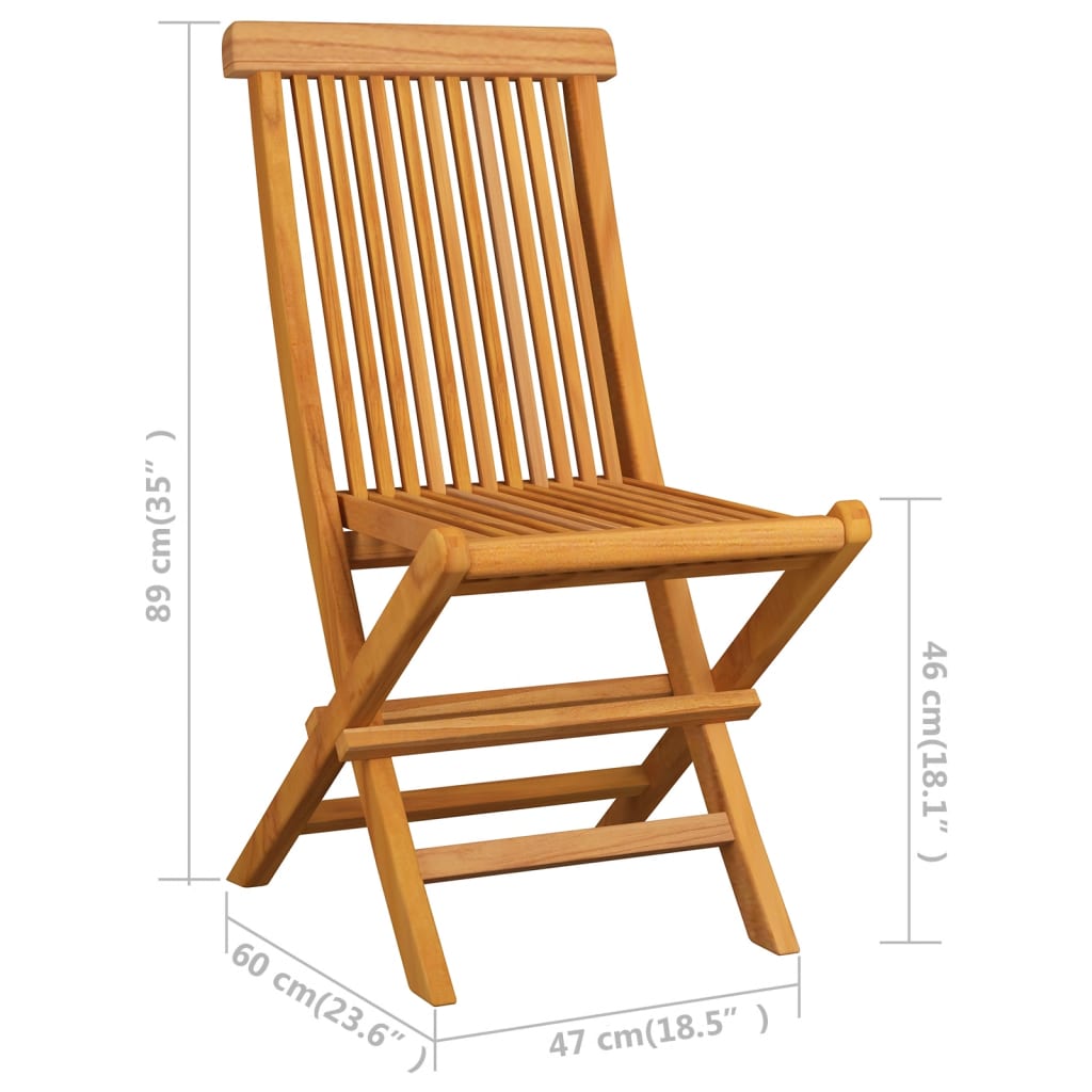 vidaXL Patio Chairs Outdoor Bistro Folding Chair with Cushions Solid Wood Teak-28