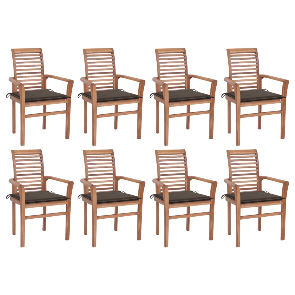 vidaXL Patio Dining Chairs Outdoor Folding Chair with Cushions Solid Wood Teak-19