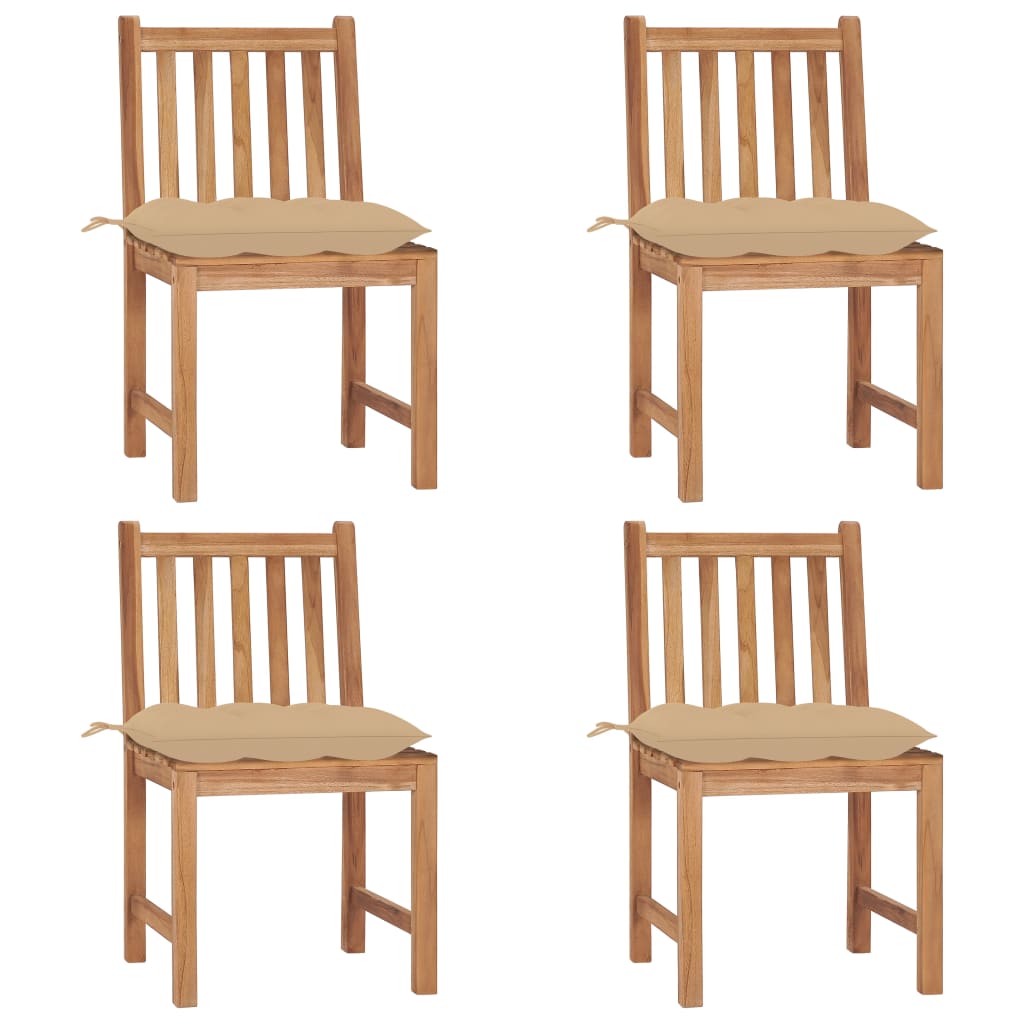 vidaXL 1/2/4/6/8x Solid Wood Teak Patio Chairs with Cushions Multi Colors-2